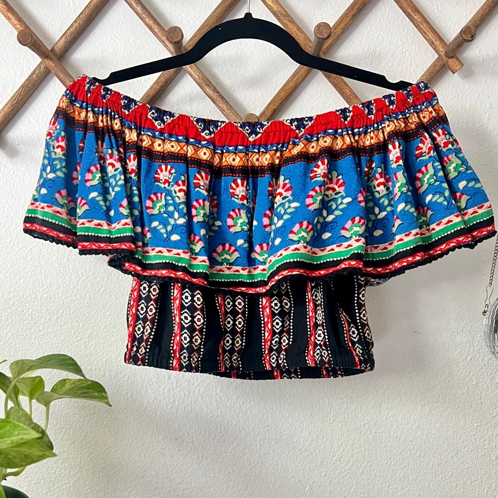 Colorful Off-Shoulder Women's Top